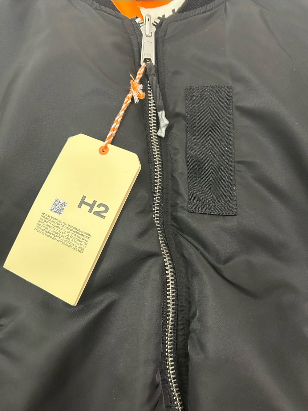 H&M Heron Preston H2 Black Orange Reversible Bomber Jacket Unisex Size Large NWT - Picture 4 of 16